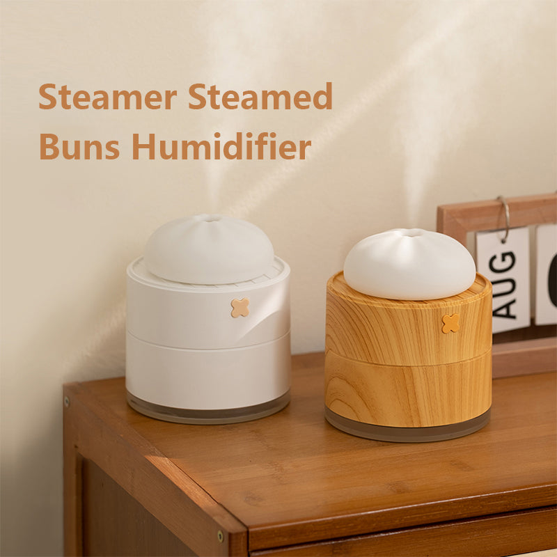 H42 Imitated Silicone Steamed Stuffed Bun Mini Mute Home Humidifier Air Moisturizing USB Mist Diffuser with Night Light