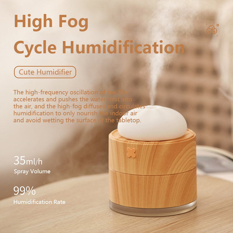 H42 Imitated Silicone Steamed Stuffed Bun Mini Mute Home Humidifier Air Moisturizing USB Mist Diffuser with Night Light