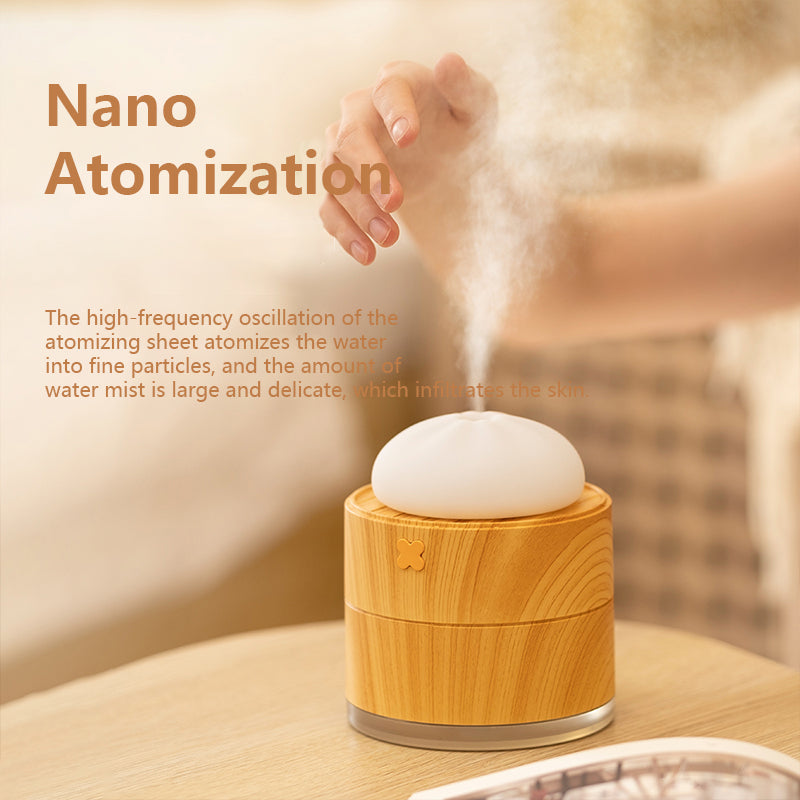 H42 Imitated Silicone Steamed Stuffed Bun Mini Mute Home Humidifier Air Moisturizing USB Mist Diffuser with Night Light