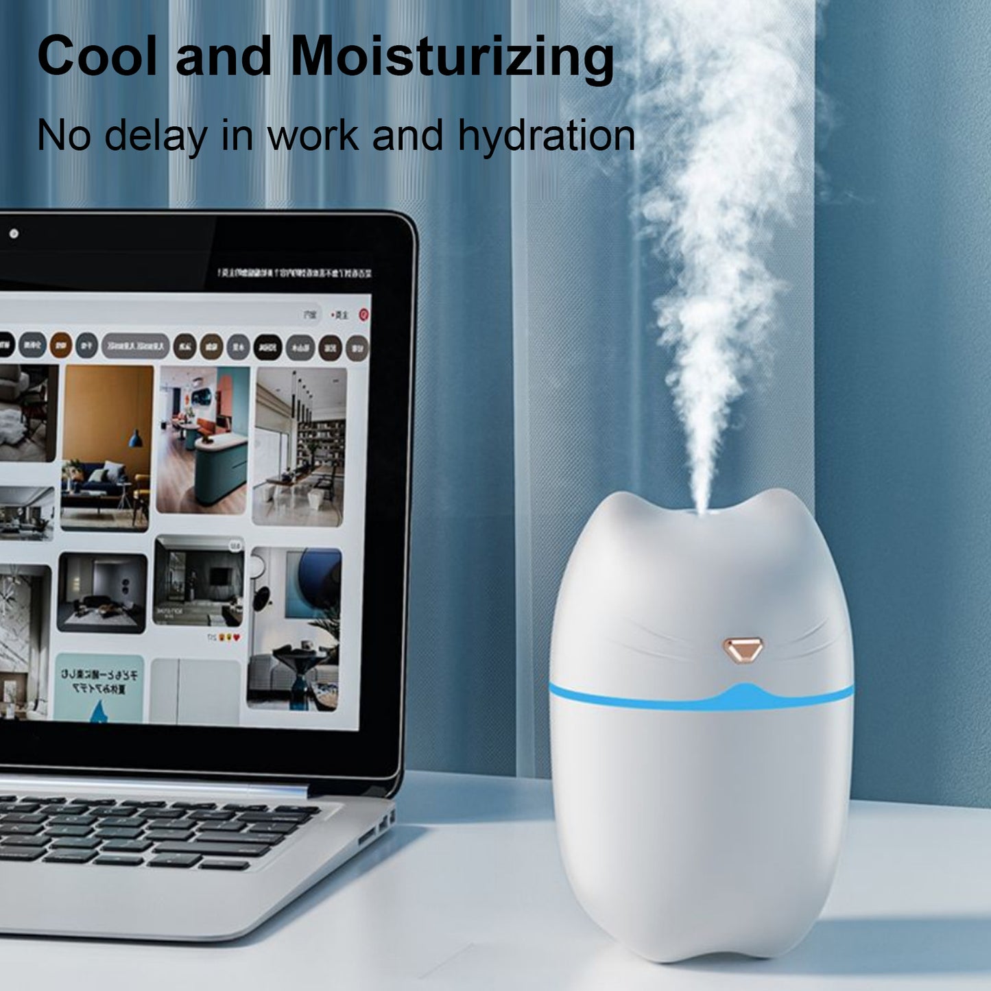 A6 260ml Mini Air Humidifier USB Cute Cat Silent Atomizer Soft Light Air Purifier Portable Cool Mist Maker Fog Sprayer with Colorful Night Light