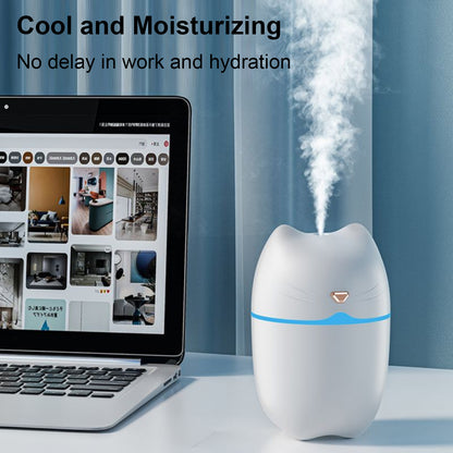 A6 260ml Mini Air Humidifier USB Cute Cat Silent Atomizer Soft Light Air Purifier Portable Cool Mist Maker Fog Sprayer with Colorful Night Light