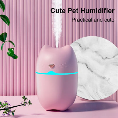 A6 260ml Mini Air Humidifier USB Cute Cat Silent Atomizer Soft Light Air Purifier Portable Cool Mist Maker Fog Sprayer with Colorful Night Light