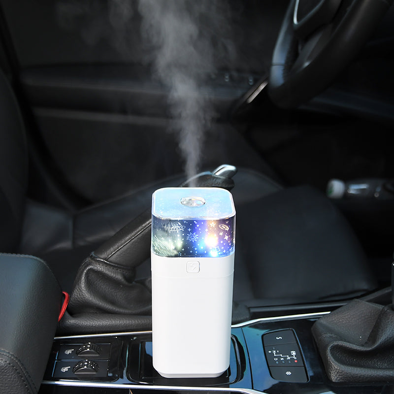 YX-J01 Projection Humidifier Portable Mini Fog Sprayer Desktop Air Humidifier with Night Light for Car Bedroom