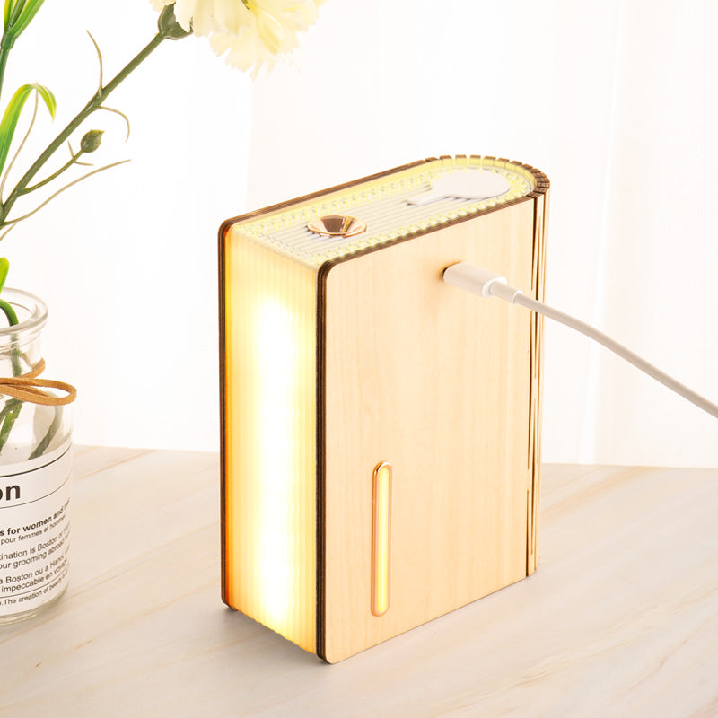 EH0013 Book Shape Wooden USB Humidifier Home Mute Mist Diffuser Night Light