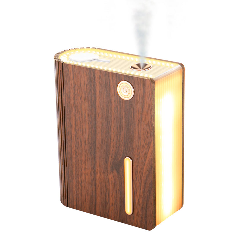 EH0013 Book Shape Wooden USB Humidifier Home Mute Mist Diffuser Night Light