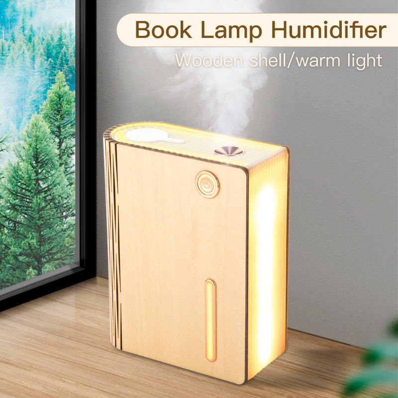 EH0013 Book Shape Wooden USB Humidifier Home Mute Mist Diffuser Night Light