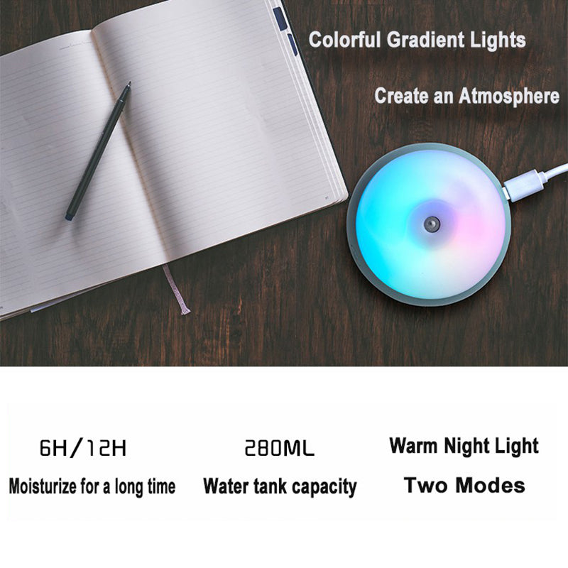 L12 280ml Water Tank USB Powered Nano Fine Mist Humidifier Home Office Mini Mute Diffuser Sprayer with Colorful Night Light