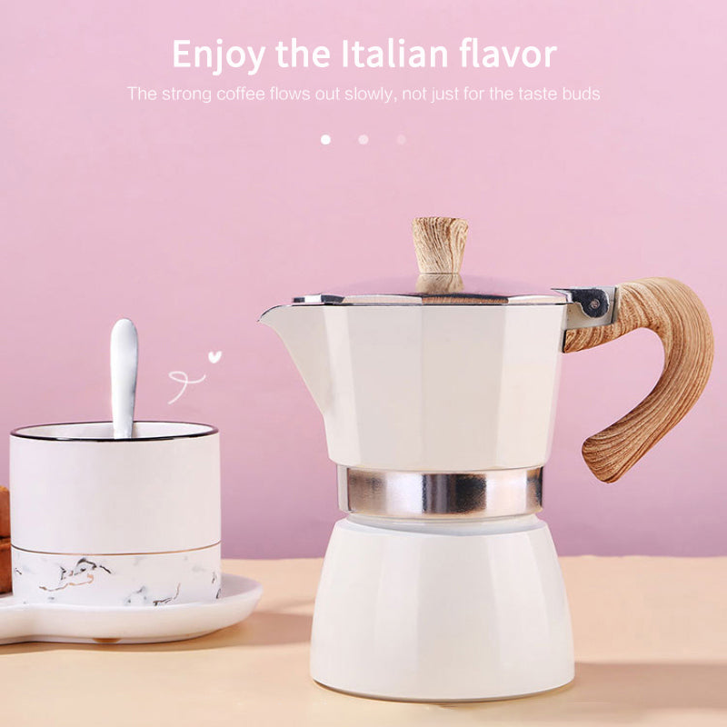 150ml Italian Mocha Espresso Percolator Pot Home Stovetop Coffee Maker Aluminum Moka Pot Kitchen Coffee Making Tool for Three People (No FDA, BPA-free)