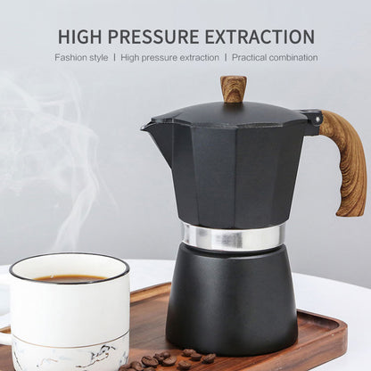 150ml Italian Mocha Espresso Percolator Pot Home Stovetop Coffee Maker Aluminum Moka Pot Kitchen Coffee Making Tool for Three People (No FDA, BPA-free)