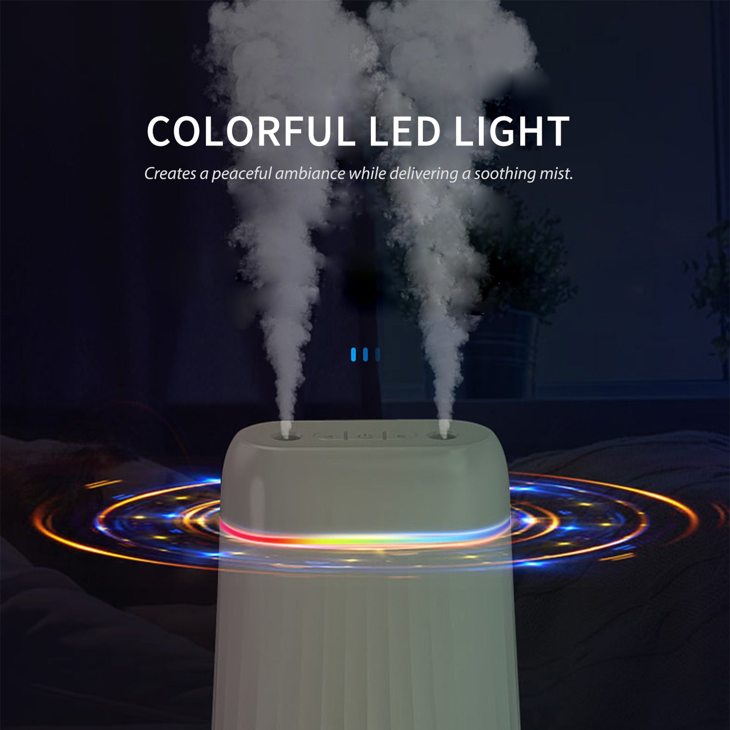 Mist Humidifier Plug-in 1000ml Dual Spouts Cold Spray LED Night Light Silent Home Humidifier Diffuser