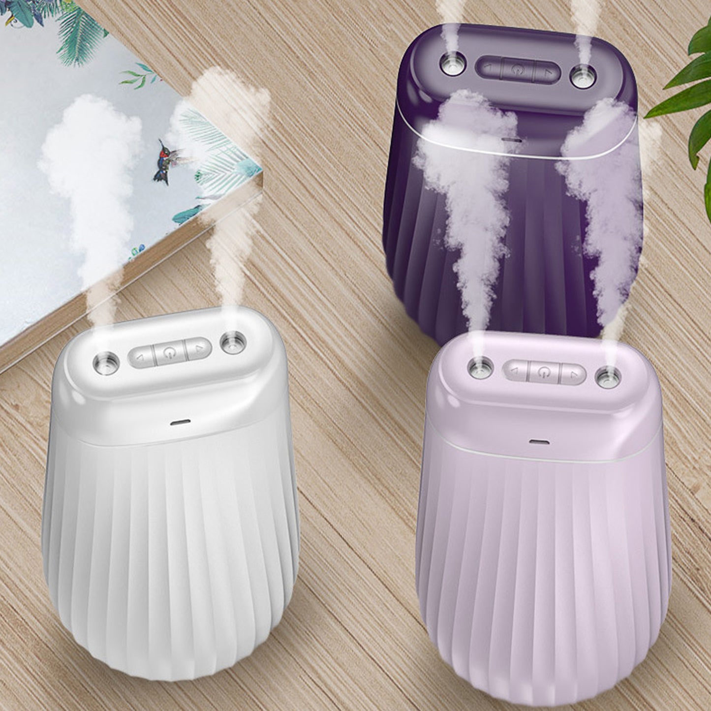 Mist Humidifier Plug-in 1000ml Dual Spouts Cold Spray LED Night Light Silent Home Humidifier Diffuser