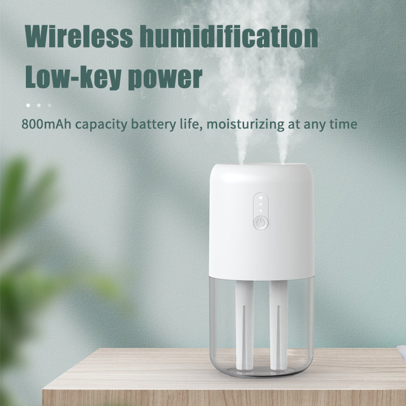 823 Home Humidifier Mini Size 280ml Dual Spray Nozzles Cool Mist Humidifier Quiet Desktop Humidifier with Light