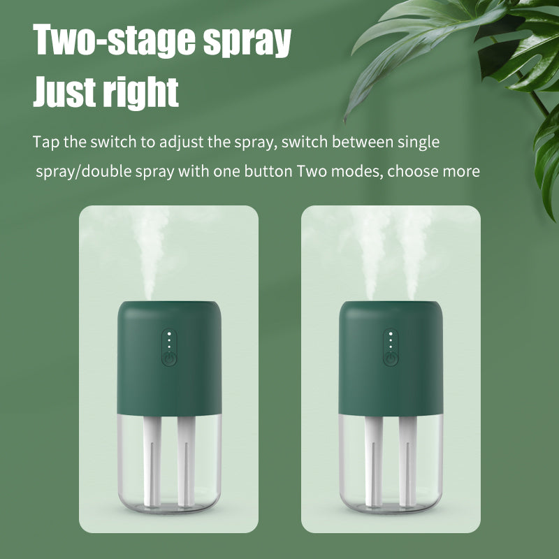 823 Home Humidifier Mini Size 280ml Dual Spray Nozzles Cool Mist Humidifier Quiet Desktop Humidifier with Light