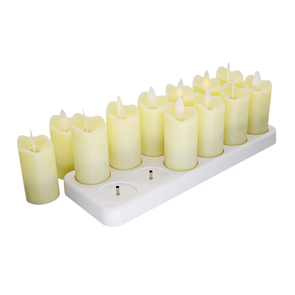 12PCS/Pack Rechargeable Flameless Candles Realistic Dancing LED Flames with Remote Control