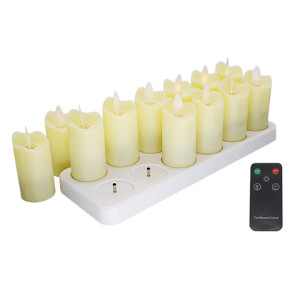 12PCS/Pack Rechargeable Flameless Candles Realistic Dancing LED Flames with Remote Control