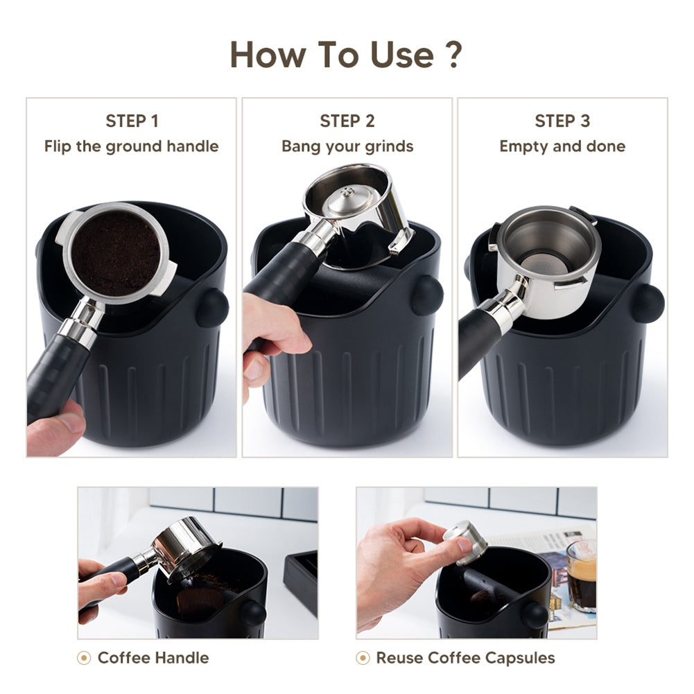 Coffee Powder Residue Box Detachable Knock Bar Coffee Grounds Recycling Bucket Grinding Trash Bin