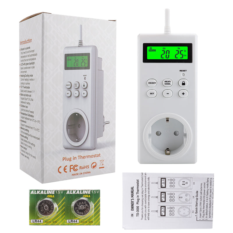 TS-3000 Thermoregulator Wireless Temperature Controller Thermostat Switch Timer Socket with Backlit