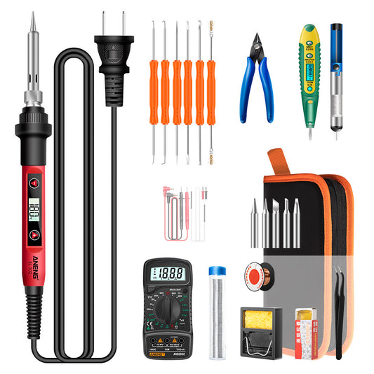 ANENG SL102 25Pcs 60W Adjustable Temperature Soldering Welding Iron Tools Kit