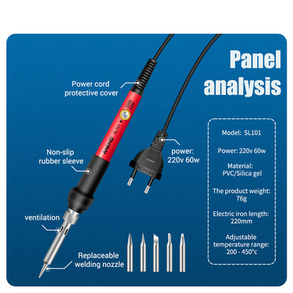 ANENG SL101 17PCS Multi-Functional 60W Electric Soldering Iron Kit with Replaceable Welding Head Electronic Repair Set