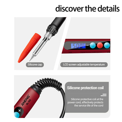 ANENG SL103 18Pcs 60W LCD Display Electric Soldering Iron Kit with Adjustable Temperature Function