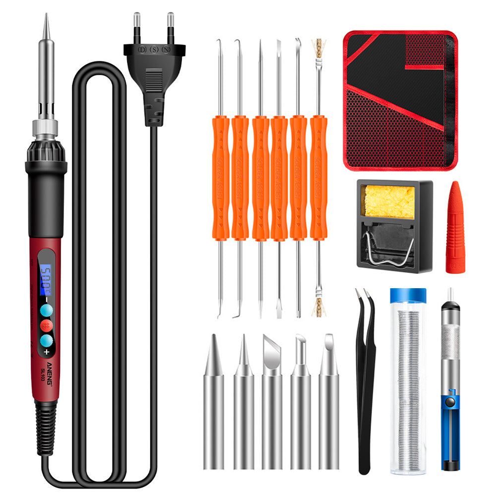 ANENG SL103 18Pcs 60W LCD Display Electric Soldering Iron Kit with Adjustable Temperature Function