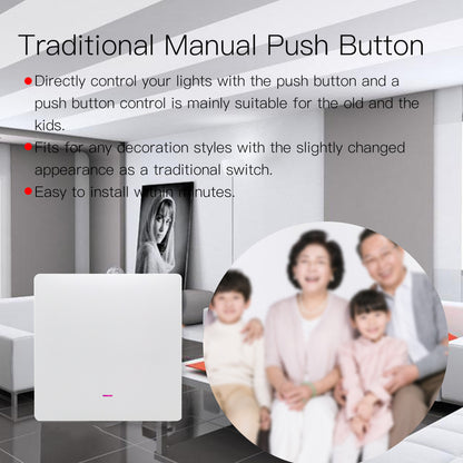 1-Gang Smart WiFi Switch Zero Fire Version Neutral Wire Fire Wire Required Voice Control Wall Switch Controller, EU Plug