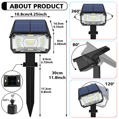 YOUOKLIGHT 2Pcs Outdoor IP65 Waterproof 40-LED 3 Modes Solar Landscape Spotlights for Garden Pathway Yard Driveway Porch