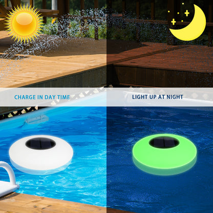 COOLQING 24.8x24.8x6.7CM Waterproof Solar Powered Floating Pool Light Color Changing Float Lamp Decoration