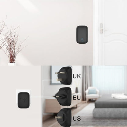 TS-K111 Wireless Doorbell Kit Plug and Play Door Bell 38 Melodies Alarm 4 Adjustable Volume Levels for Home Villa Apartment Elder-care, 2 Buttons and 1 Door Bell