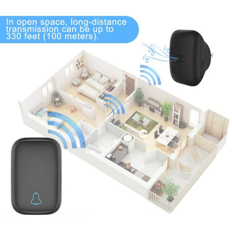 TS-K111 Wireless Doorbell Home Welcome Doorbell Waterproof 100M Remote Smart Doorbell Chime, 1 Door Bell and 1 Button