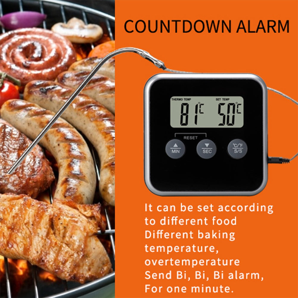 TS-BN56 Household Oven BBQ Thermometer Multifunctional Kitchen Electronic Timer with Waterproof Probe (No FDA, BPA Free)