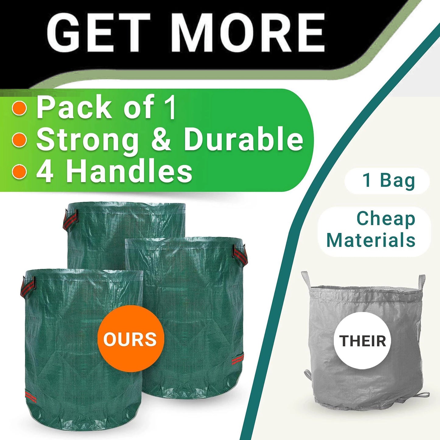 1 Set/3Pcs Garden Durable Large Campacity PE Woven Material Rubbish Leaf Bags D67xH76cm