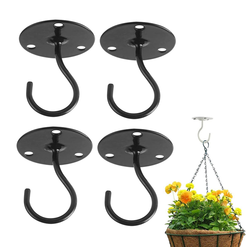 DN-189 4Pcs Iron Ceiling Hookd Balcony Plant Flower Basket Hookd with Mounting Screws and Expansion Tubes