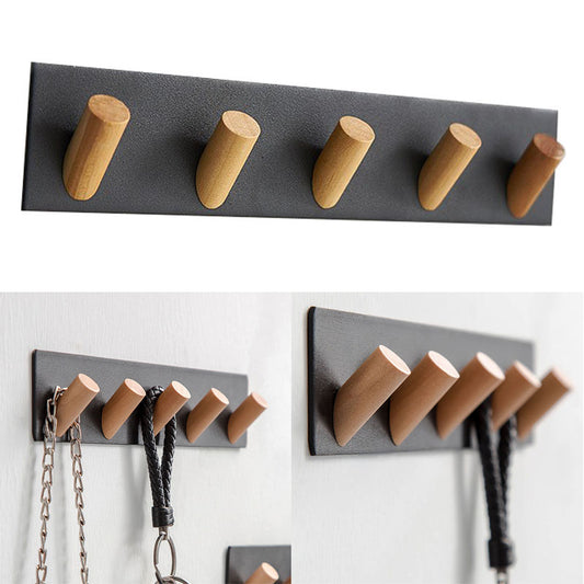 5 Hooks Punch Free Clothes Hanger Space Saving Wall Mounted Keys Coat Hook (with Nail-free Glue and Tape)