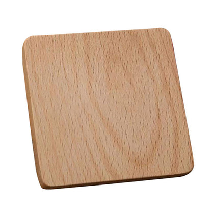 8.8cm Beech Wood Thicken Coaster Kitchen Heat Resistant Cup Mat Pad Dining Table Decor