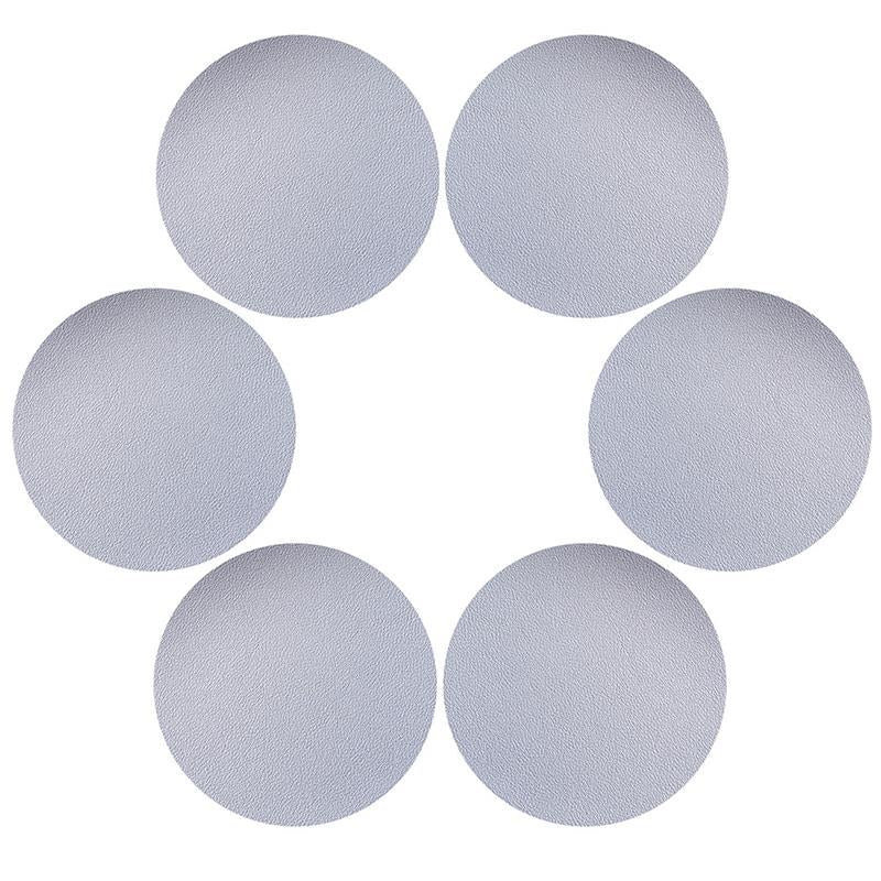 6Pcs PU Leather Coasters Round Heat Resistant Anti-skid Cup Pad Mats Dining Table Decoration