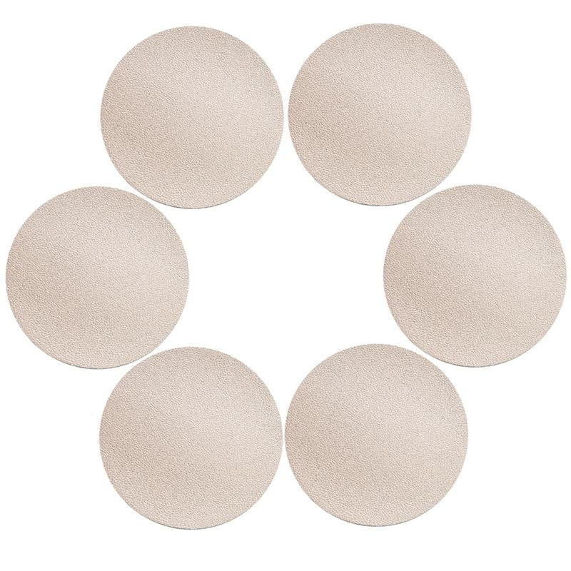 6Pcs PU Leather Coasters Round Heat Resistant Anti-skid Cup Pad Mats Dining Table Decoration