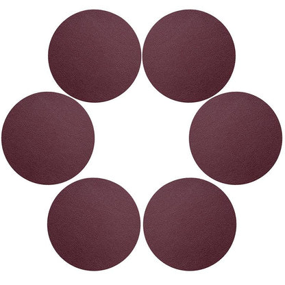 6Pcs PU Leather Coasters Round Heat Resistant Anti-skid Cup Pad Mats Dining Table Decoration