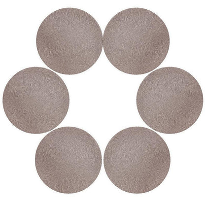 6Pcs PU Leather Coasters Round Heat Resistant Anti-skid Cup Pad Mats Dining Table Decoration