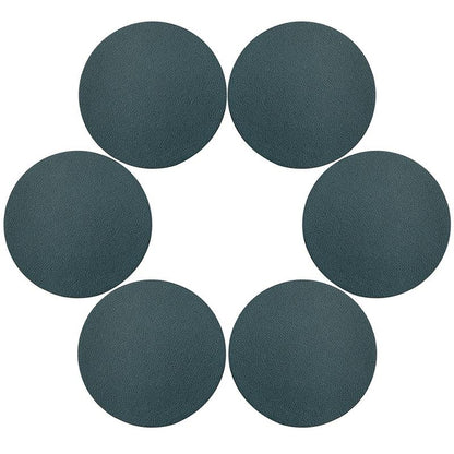 6Pcs PU Leather Coasters Round Heat Resistant Anti-skid Cup Pad Mats Dining Table Decoration