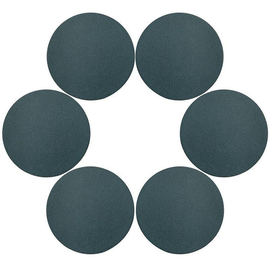 6Pcs PU Leather Coasters Round Heat Resistant Anti-skid Cup Pad Mats Dining Table Decoration