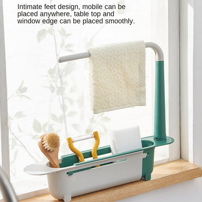 Multifunctional Kitchen Retractable Sink Storage Rack Dishwashing Cloth Sponge Holder Shelf