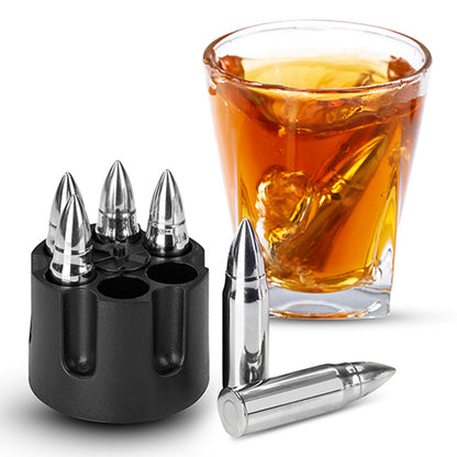 Stainless Steel Bullet Shape Ice Cube Chillers Quick-frozen Whiskey Wine Beer Ice Stones Cooler Kitchen Bar Gadgets (FDA Certified)