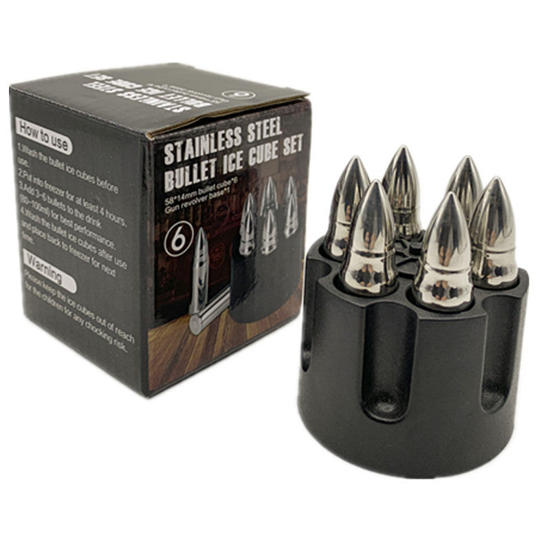 Stainless Steel Bullet Shape Ice Cube Chillers Quick-frozen Whiskey Wine Beer Ice Stones Cooler Kitchen Bar Gadgets (FDA Certified)