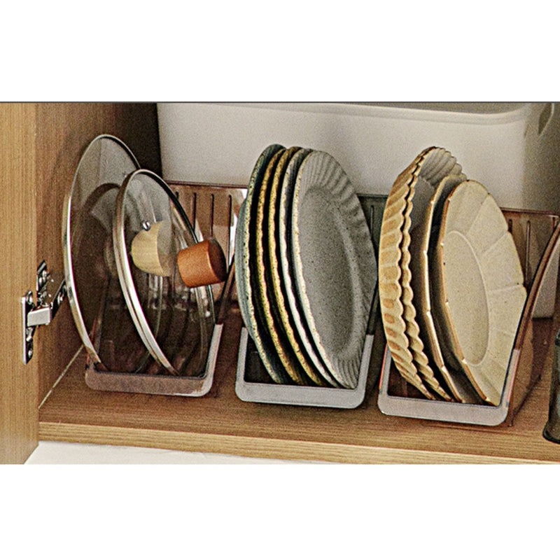 Pot Cover Lid Holder Organizer Plastic Home Desktop Kitchen Dish Holder Rack Container (BPA Free, No FDA Certificate)