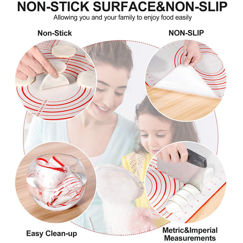 50*60cm Food-grade Silicone Baking Mat Reusable Kitchen Rolling Dough Mat Non-stick Oven Pastry Tool (BPA-free, No FDA Certificate)