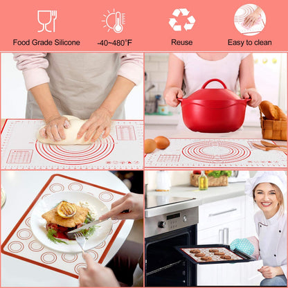 50*60cm Food-grade Silicone Baking Mat Reusable Kitchen Rolling Dough Mat Non-stick Oven Pastry Tool (BPA-free, No FDA Certificate)