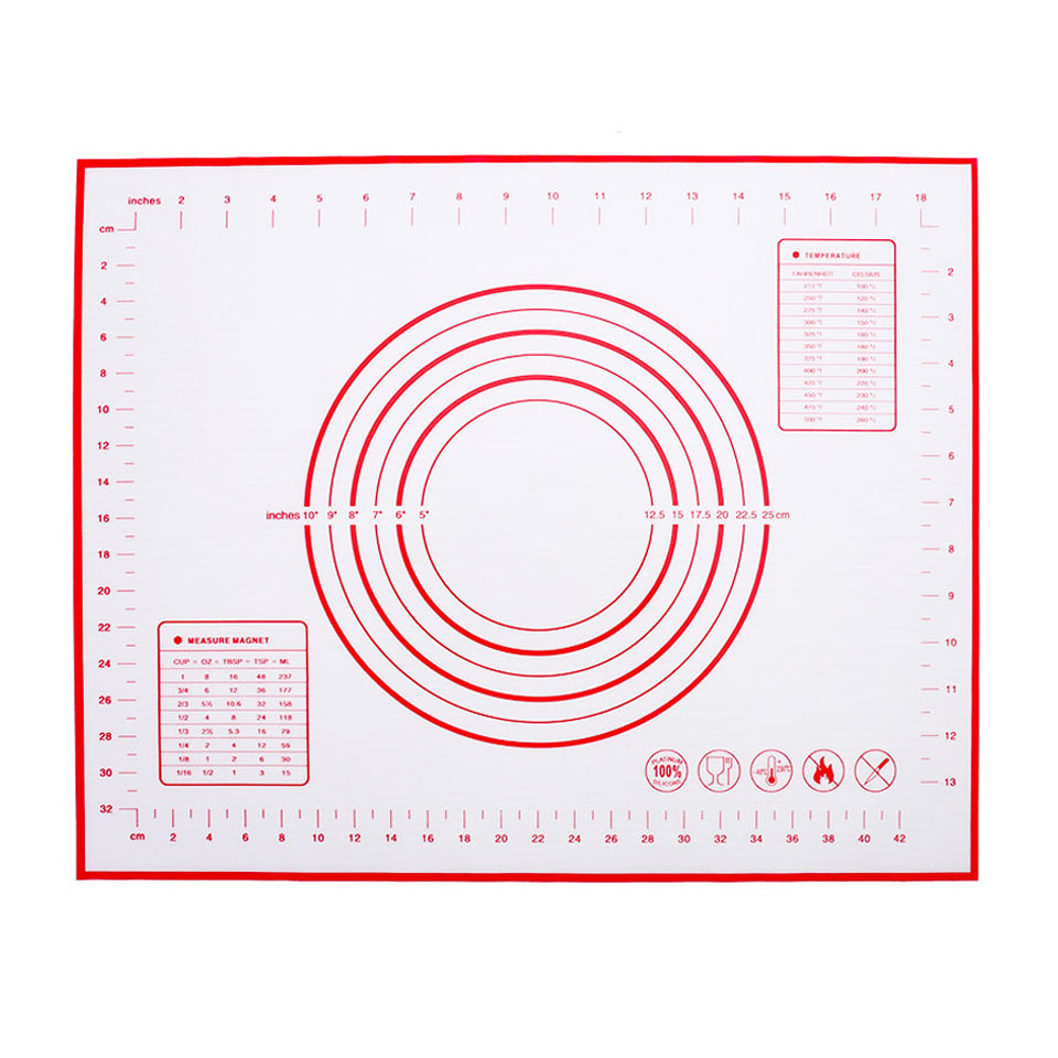 40cmx50cm Reusable Silicone Pastry Mat Easy Cleaning Kitchen Baking Cookies Pizza Pad with Measurement Scale (BPA-free, No FDA Certificate)