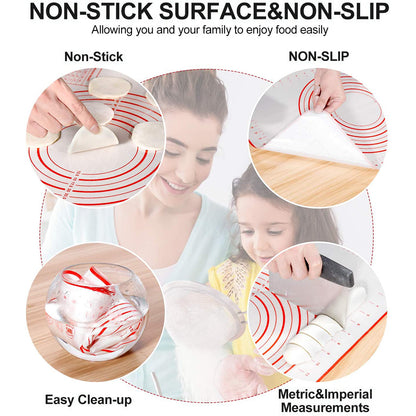 40cmx50cm Reusable Silicone Pastry Mat Easy Cleaning Kitchen Baking Cookies Pizza Pad with Measurement Scale (BPA-free, No FDA Certificate)