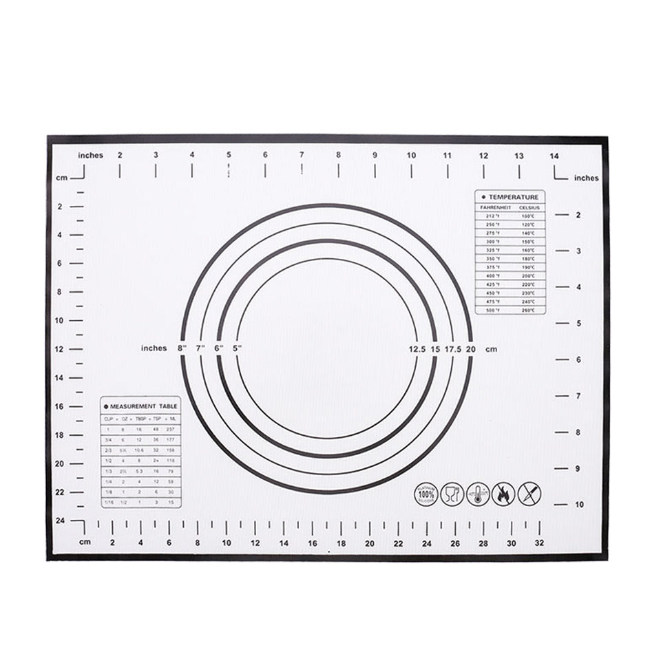 30cmx40cm Food-graded Silicone Mat Non-slip Kitchen Baking Cookies Pizza Pad with Measurement Scale (BPA-free, No FDA Certificate)